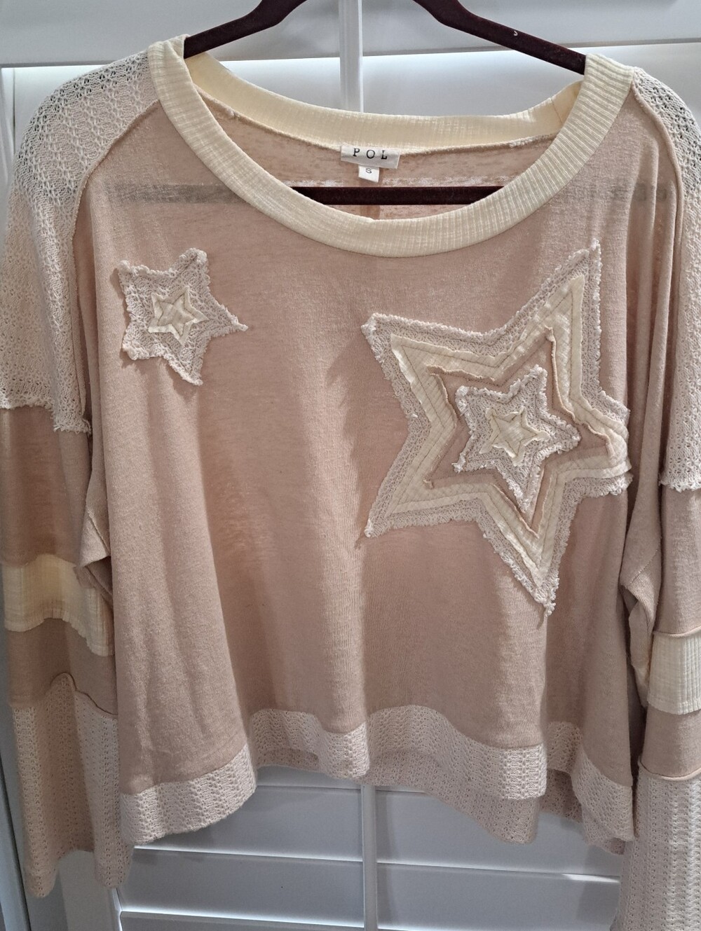 POL Star Patch Tan/Cream Top - S